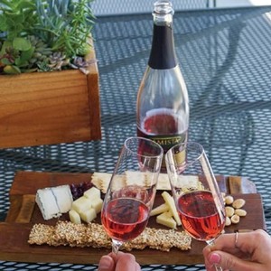 A Toast with Amista Sparkling Syrah and a Cheese Board