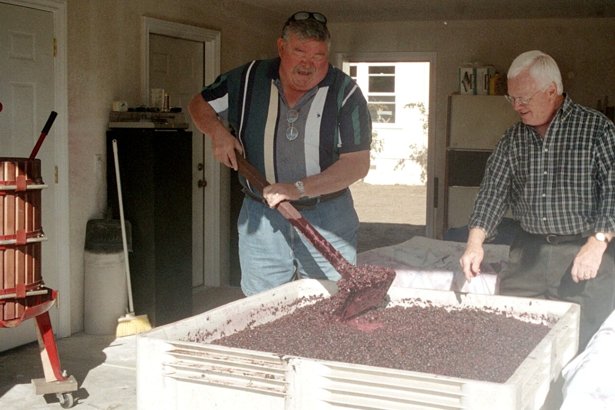 Punching Down 2002 Garage Syrah at Amista Vineyards