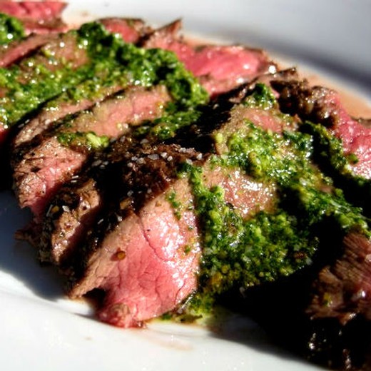 Strip Steak with Arugula Pesto