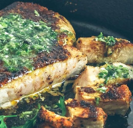 Thick Cut Pork Chop with Herb Garlic Sauce