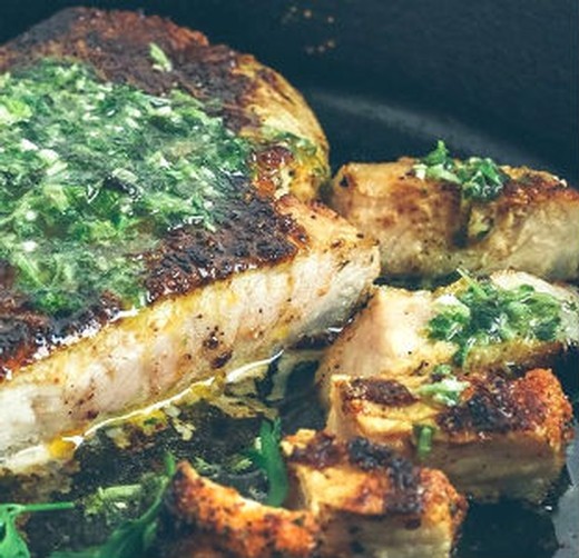 Thick Cut Pork Chop with Herb Garlic Sauce