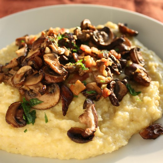 Portobellos with Blue Cheese and Creamy Polenta